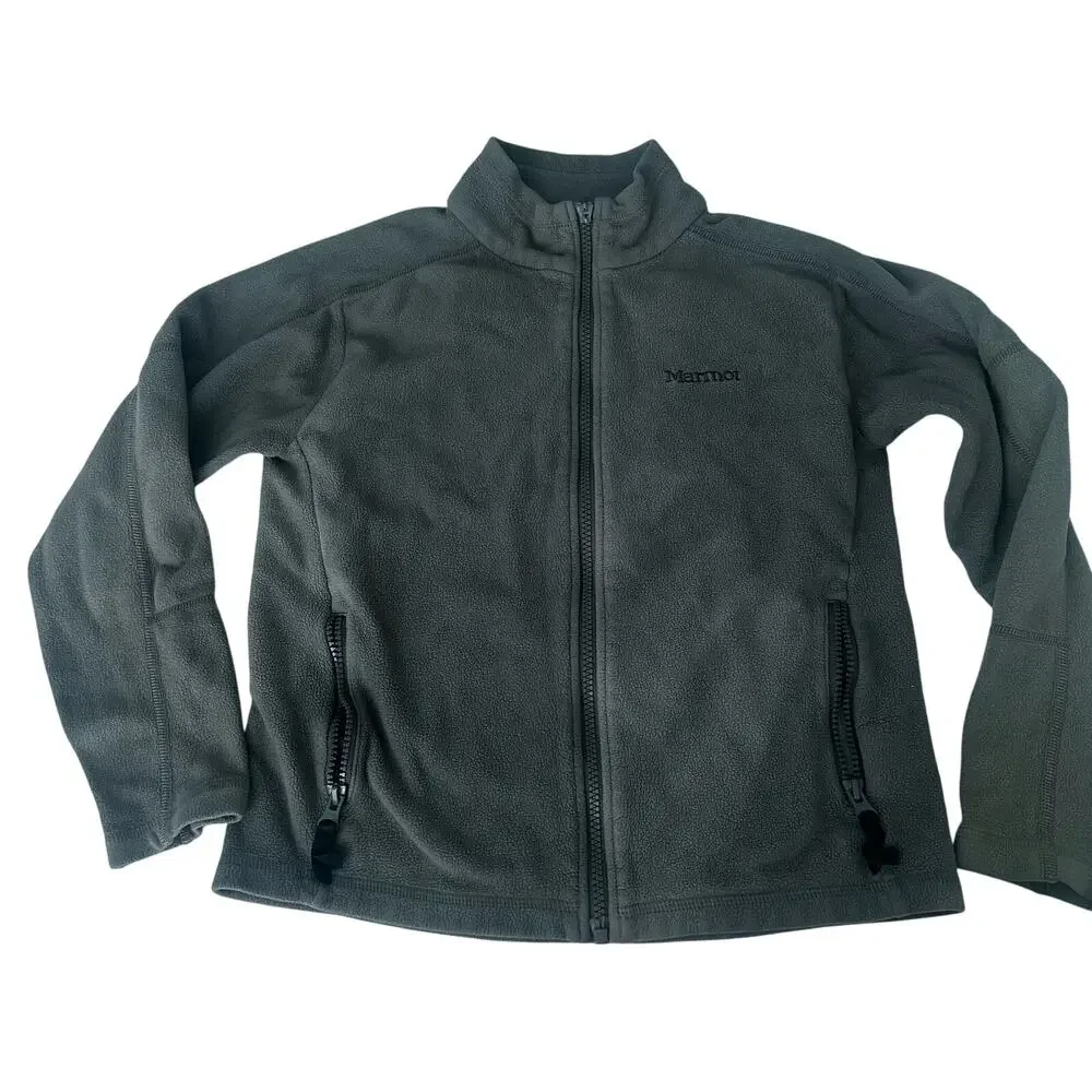 Marmot Gray Fleece Zip Up Jacket - Youth Large